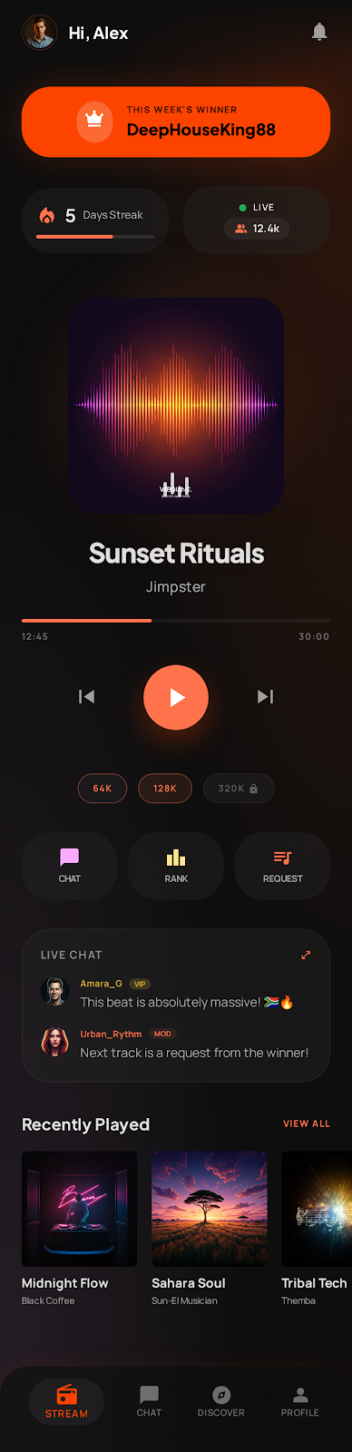 GruvXpress now playing and stream screen
